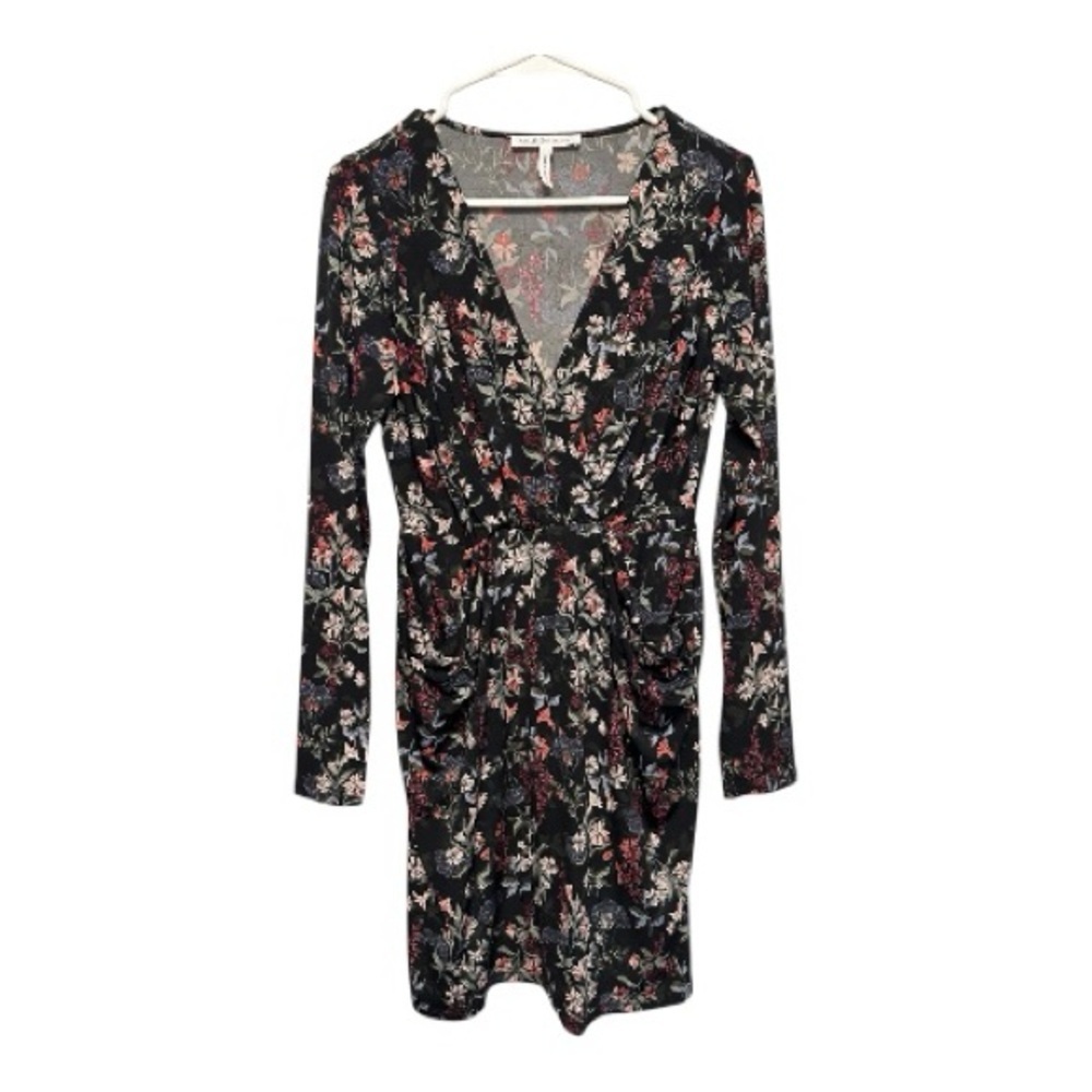 BCBGeneration Black Floral Long Sleeve Dress w/ Pockets Size XS